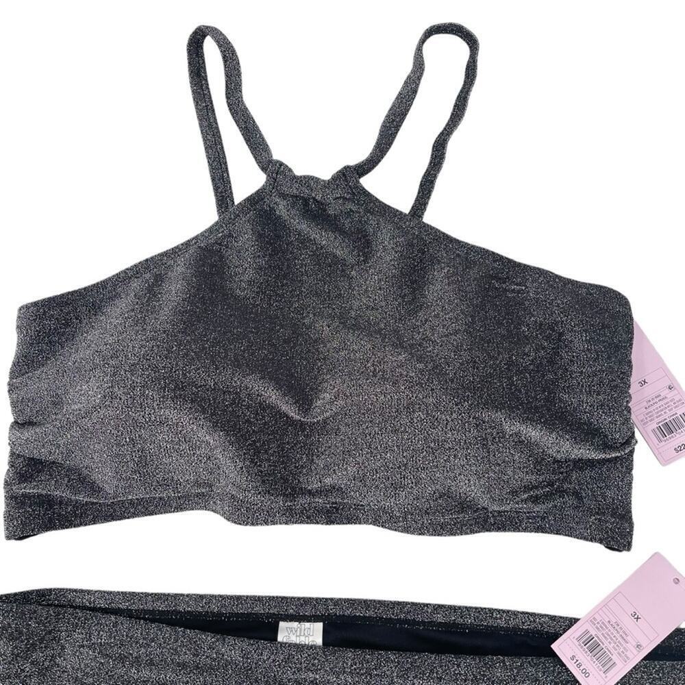 Wild fable black glitter bikini 2X bottoms 3X top - Picture 5 of 6